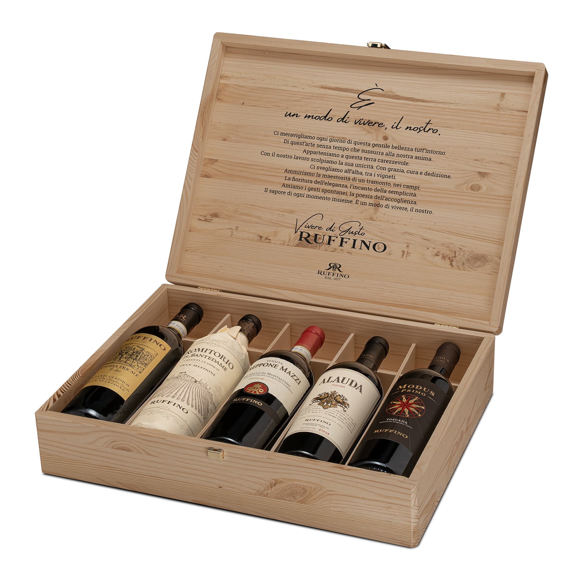 RUFFINO PREMIUM WINES WOODEN BOX (5*75CL)_0